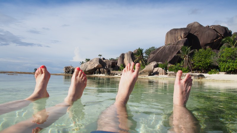 Feet up at Anse Source d’Argent